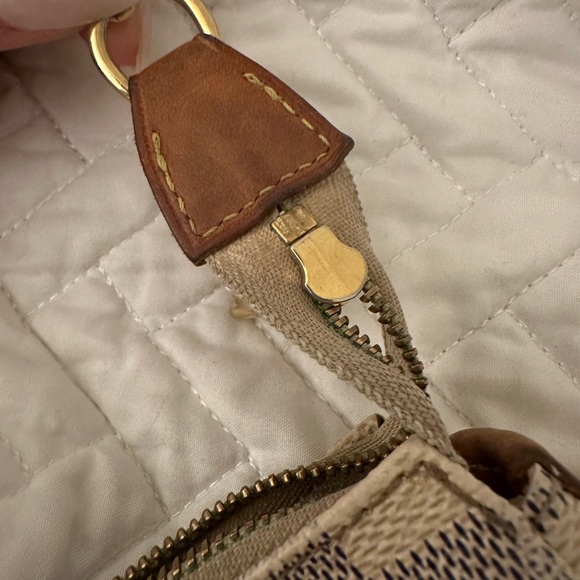 LOUIS VUITTON DAMIER AZUR EVA shoulder bag checked coated natural Vachetta - Picture 4 of 12